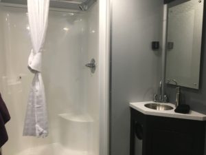 shower in restroom trailer