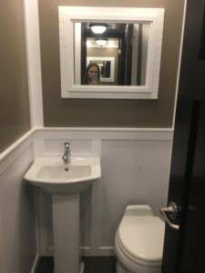 bathroom stall in portable trailer