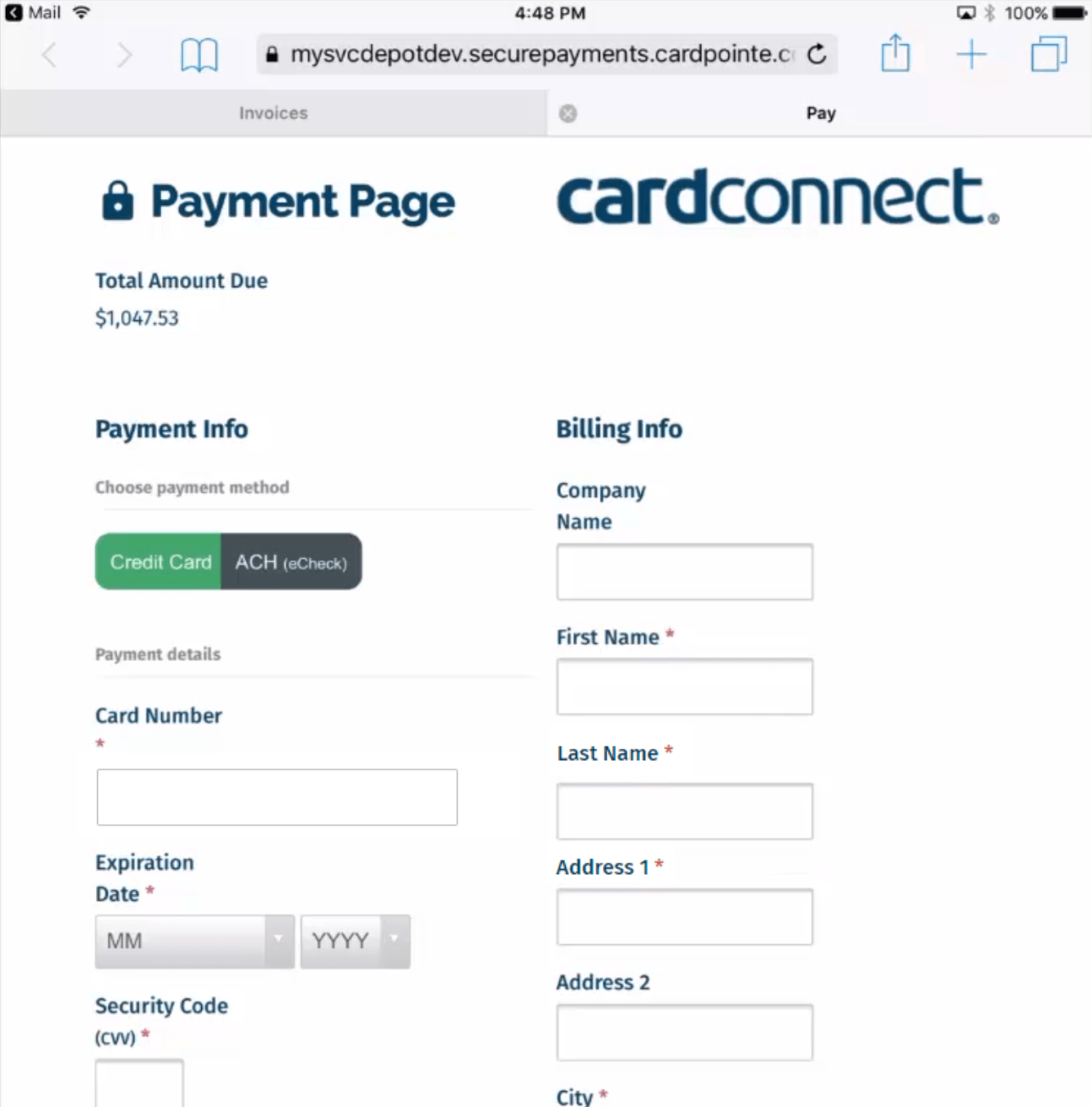 The secure online payment portal in Smart Service