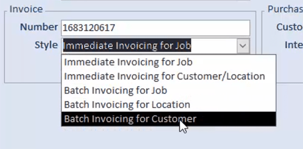 Batch Invoices for Customer
