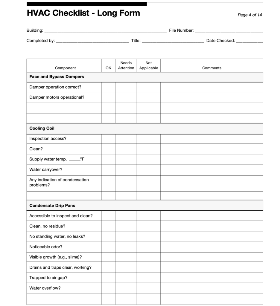 hvac inspection checklist