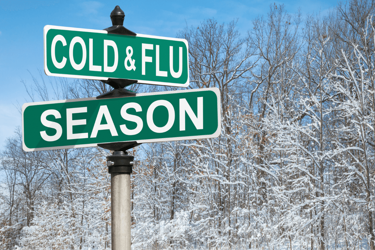 cold and flu street sign