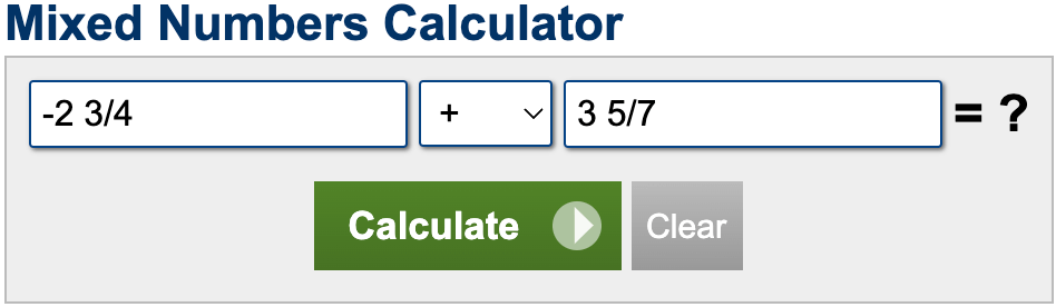 mixed number calculator